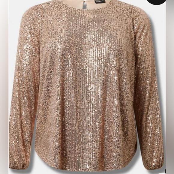 Torrid Sequin Long Sleeve Blouse NWT - Picture 5 of 8